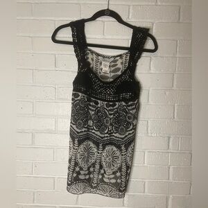 Black and white crochet top